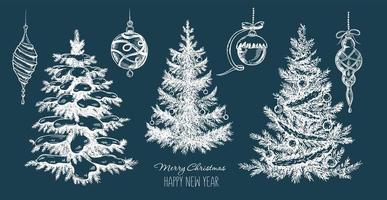 Christmas tree set. Hand drawn illustration. Vector. vector