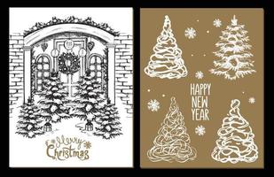 Christmas pattern in sketch style. Hand drawn illustration. vector