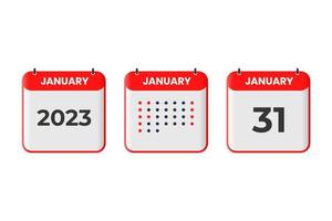January 31 calendar design icon. 2023 calendar schedule, appointment, important date concept vector