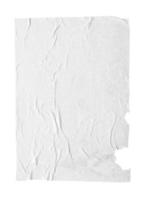 Blank white crumpled and creased paper poster texture isolated on white background photo