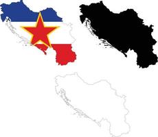 mapa de yugoslavia. bandera de territorio de mapas de yugoslavia. esquema mapa yugoslavia. estilo plano vector