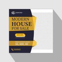 Real estate modern home sale banner or social media post design, Construction social media post banner design Template vector