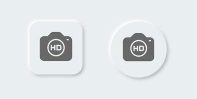 Hd resolution solid icon in neomorphic design style. High definition signs vector illustration.