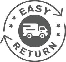 Easy return icon badge with delivery truck isolated on white background. vector design.