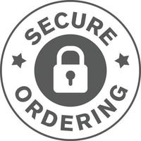 Simple yet powerful secure ordering badge, icon, sticker, symbol isolated on white background. usage for online ecommerce secure ordering process. vector