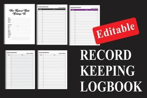 RECORD BOOK. This ledger book is used for personal, small business, or home-based businesses. This book includes the date, description, account, income, expenses, and totals. vector