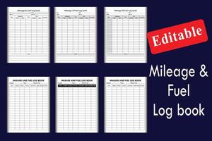 Mileage logbook for drivers Odometer Tracker start end and total include a description with Mileage for Taxes Business and personal use. vector