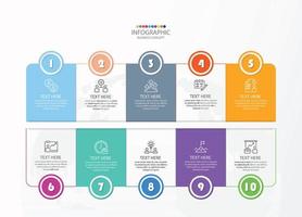 Square infographic with 10 steps, process or options. vector