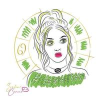 hermosa chica con maquillaje, signo zodiacal, cáncer, moda vector