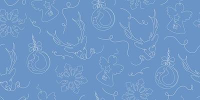 Winter Seamless linear vector Pattern. Christmas design for greeting cards, wrapping papers, wallpaper, fabric prints. Merry Christmas, Happy New Year. Line art Pattern.