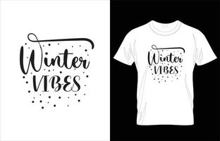 diseño de camiseta de invierno de tipografía de vibraciones de invierno. vector