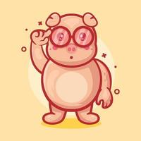 genius pig animal character mascot with think expression isolated cartoon in flat style design vector