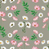 Elegant white and pink flowers seamless pattern vector