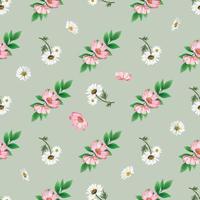 Elegant white and pink flowers seamless pattern vector