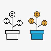 icono de planta de dinero con diseño simple y plano aislado sobre fondo blanco vector