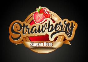 Strawberry logo label vector template