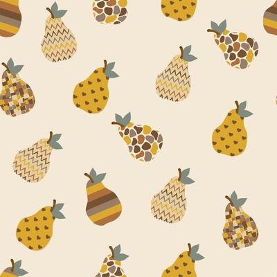 Abstract pear fruits with arious colorful pear fruits with various patterns