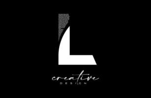 White L Letter Logo Design with Creative letter L made of Black text font Texture Vector