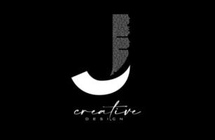 White J Letter Logo Design with Creative letter J made of Black text font Texture Vector