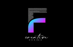 diseño de logotipo de letra f púrpura con letra f creativa hecha de vector de textura de fuente de texto negro