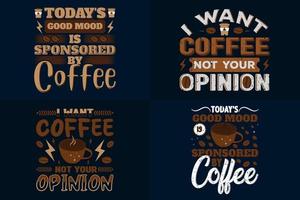 tipografía de café moderna y conjunto de diseño de camisetas vectoriales, bueno para la impresión de camisetas, citas de diseño de camisetas sobre pasatiempos y bebidas vector