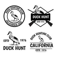 set of vintage duck hunting labels and badges vector