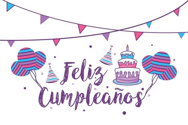 Happy birthday in spanish lettering.