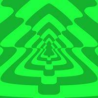 Abstract rainbow background with repeating silhouette Christmas tree. Concept Merry Christmas and Happy New Year. Trendy y2k retro hippie print. Hypnotic pattern. Colorful vector illustration