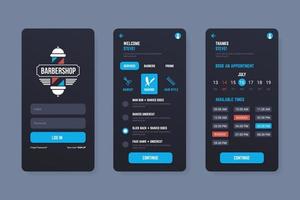 Barbershop mobile application template for smartphone vector