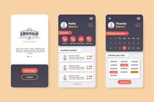 User interface template for barbershop mobile application vector