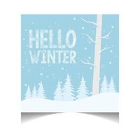 Hello Winter Title in Snow Background Vector Illustration