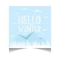 Hello Winter Title in Snow Background Vector Illustration