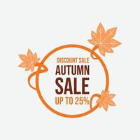 Autumn sale with leaf fall vector image. Autumn sale template banner vector background