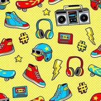 Seamless pattern in cartoon 80s-90s comic style. vector