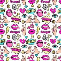Seamless pattern with fashion patches. vector