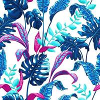 Tropical seamless pattern with palm leaves. vector