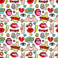 Seamless pattern with fashion patches. vector