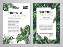 Tropical palm leaves background. vector