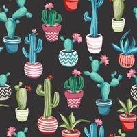 Cacti flower seamless pattern. vector