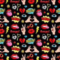 Seamless pattern with fashion patches. vector