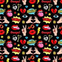 Seamless pattern with fashion patches. vector