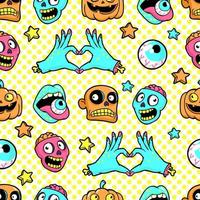 Halloween seamless pattern in cartoon comic style. vector