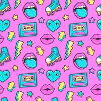 Seamless pattern in cartoon 80s-90s comic style. vector