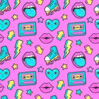 Seamless pattern in cartoon 80s-90s comic style. vector