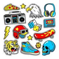 Fashion patches in cartoon 80s-90s comic style. vector