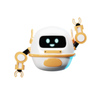 3d robot maskot pekande upp png