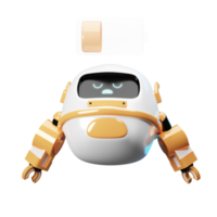 3d robô mascote bateria fraca png