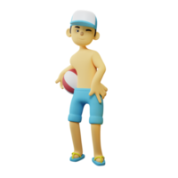 menino de verão de personagem 3d jogando vôlei png