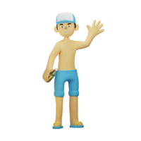 3D Character Summer Boy With Drink png