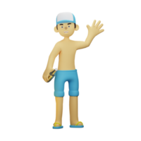 menino de verão de personagem 3d com bebida png